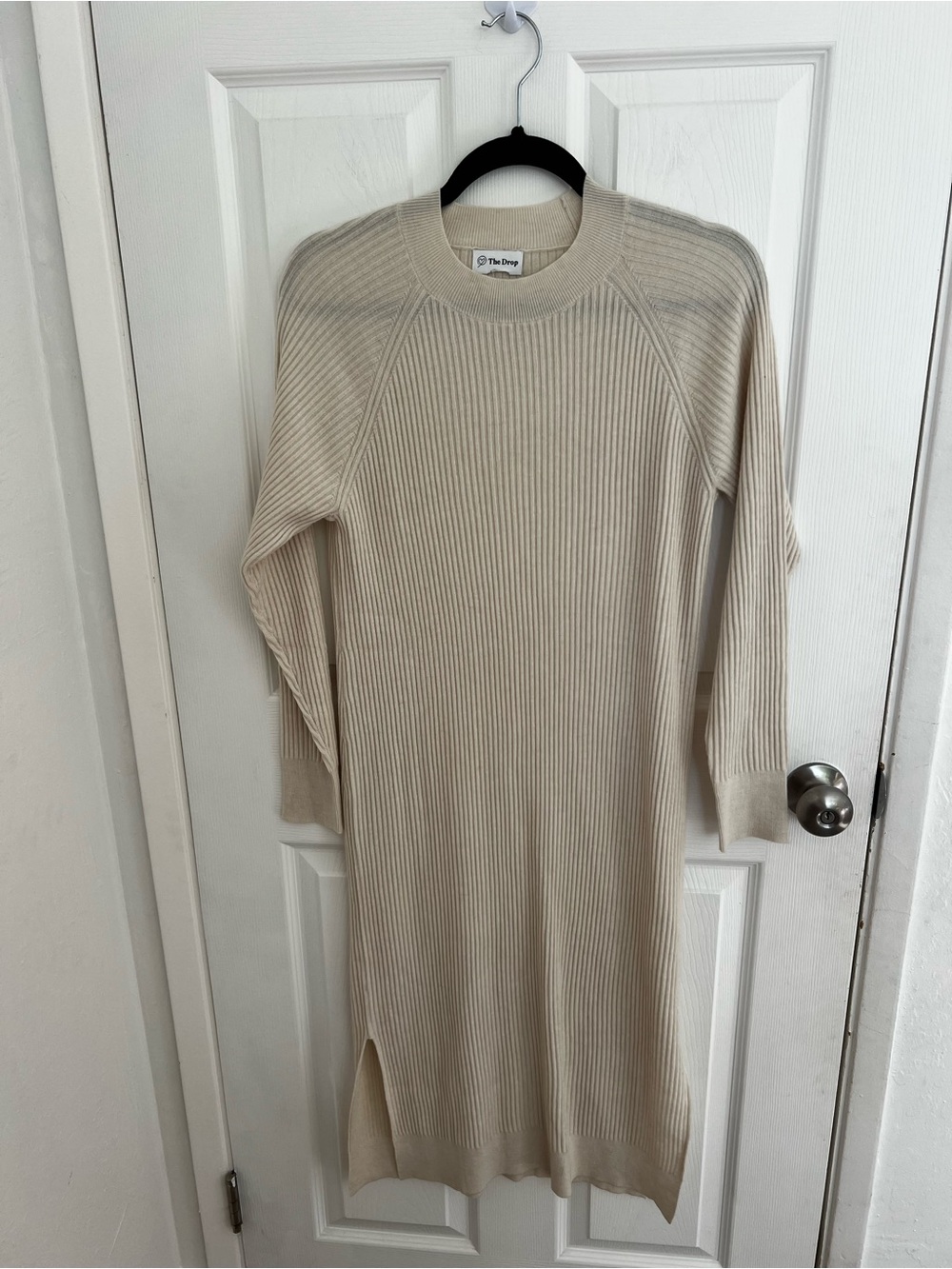 The‎ Drop Ribbed Midi Dress in Beige